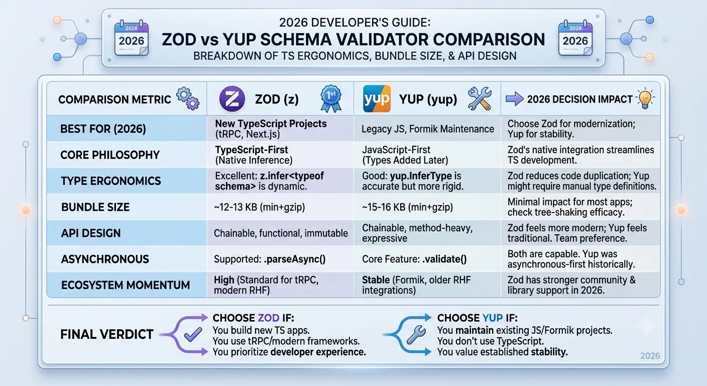 Zod vs Yup: Which Schema Validator Should You Use in 2026?